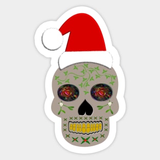 Pagan Christmas Skull in a Santa Hat Sticker